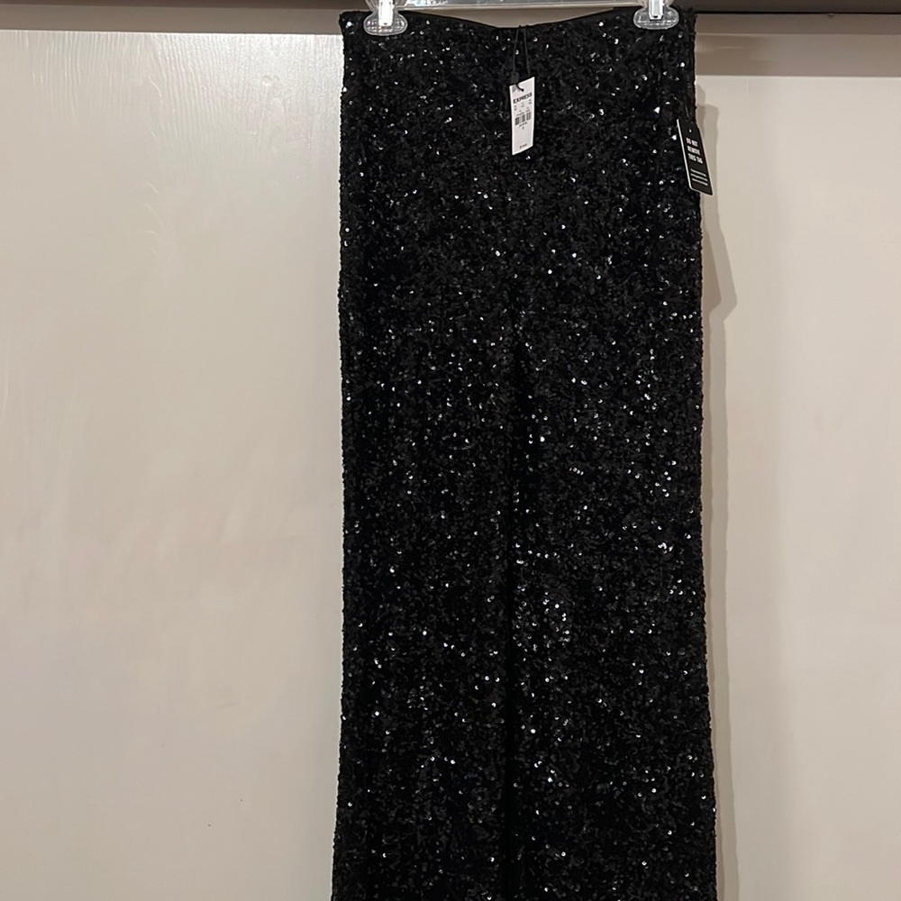Womens black sequin pants